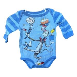 Dr. Seuss Blue Striped Cat in the Hat Bodysuit